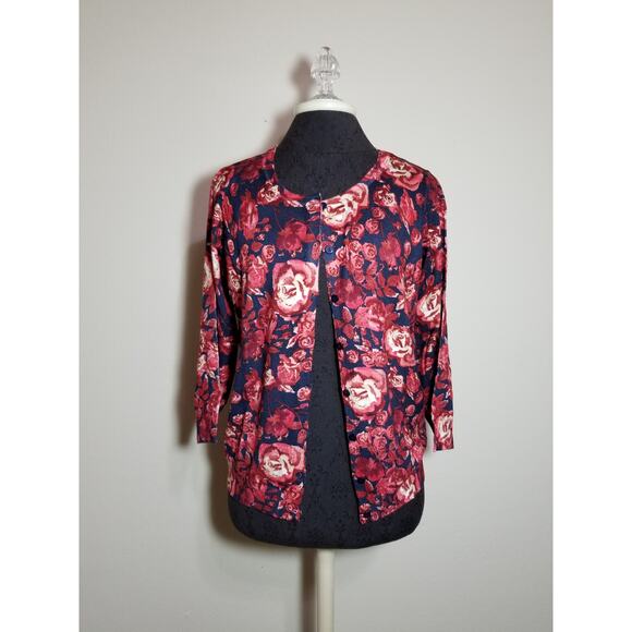 Joseph Allen Cardigan Sweaters NWT Women Size Medium Red Black Blue x2 - Picture 2 of 12